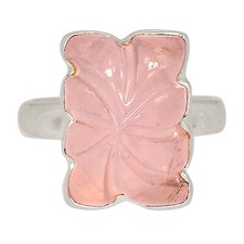 Natural Carving Rose Quartz - Madagascar 925 Silver Ring Jewelry s.7 ALLR-28243