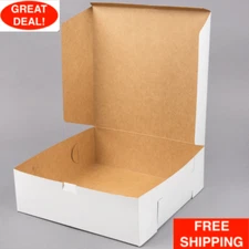 Cake Bakery Box 12" x 12" x 4" Square Non Corrugated Paperboard White 100 Bundle