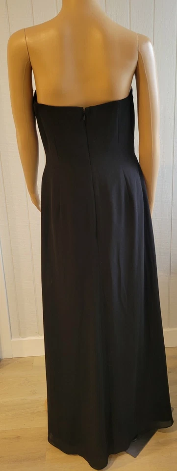 Vestido de Gasa Bill Levkoff Sin Tirantes Negro Forrado Abertura Lateral Boda Formal Talla 12 Foto 2 de 4