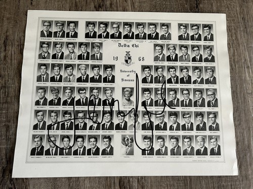 University of Kansas 1968 Delta Chi Fraternity Class Picture + Mascot Dog