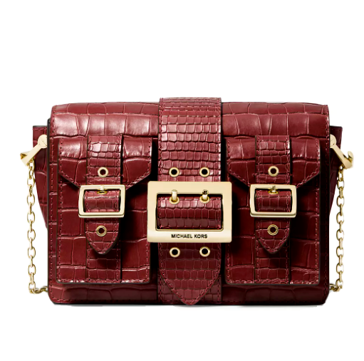 Michael Kors Hayden Brandy Embossed Leather Medium Pocket 