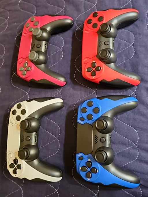 Manette PS4 compatible PC et PS3 coloris bleu avec double vibration - 4