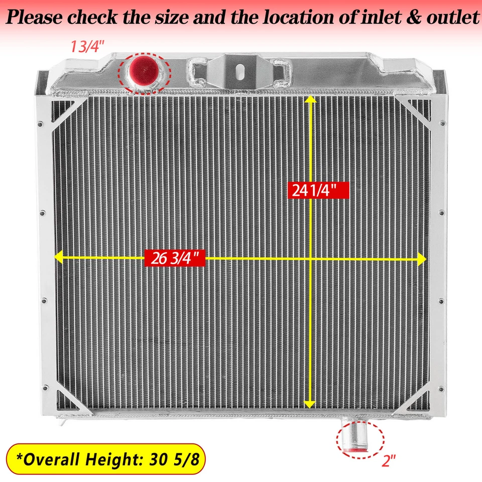 4 Row Aluminum Radiator For 1992-2006 AM General Hummer H1 5.7L/ 6.2L/ 6.5L V8 Foto 2 de 4