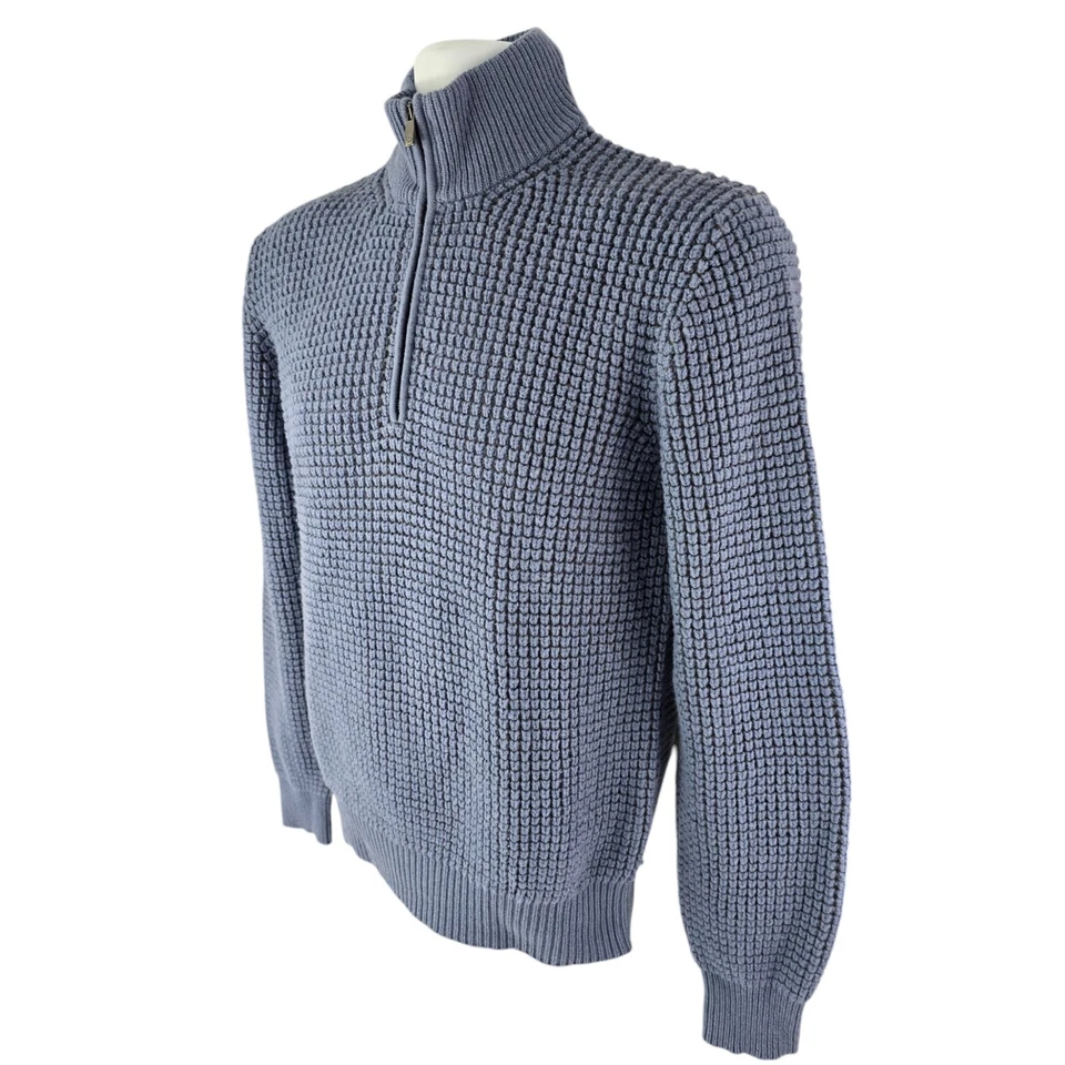 Corneliani ID Wool Cashmere Waffle Knit Half 1/2 Zip Sweater 48 S Italy $850 - Image 2 of 4