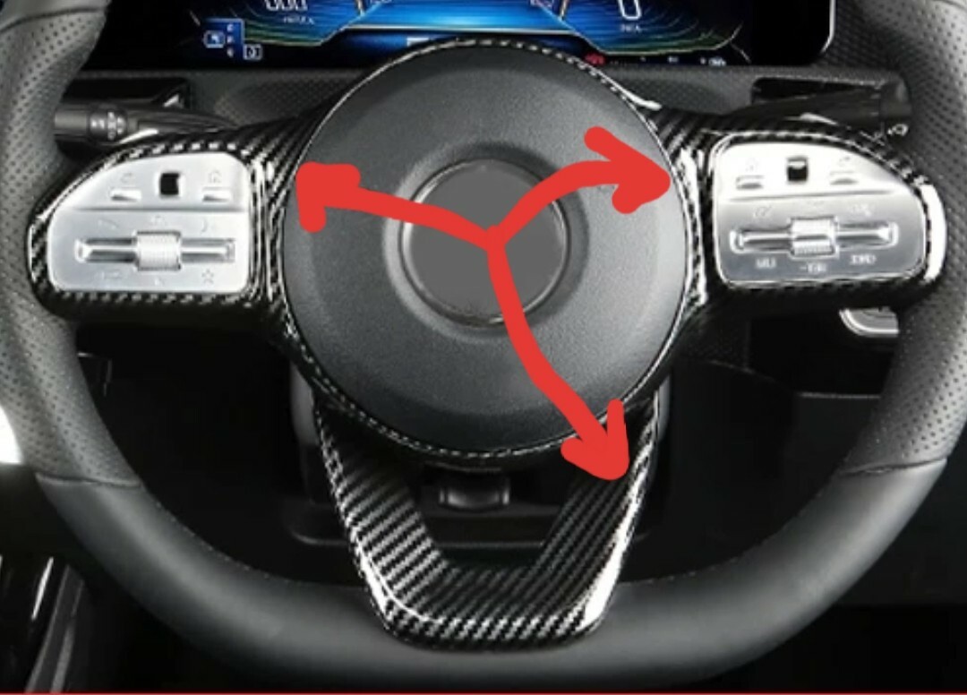 Carbon Fibre Look Flat bottomed Steering Wheel Trim for Mercedes A