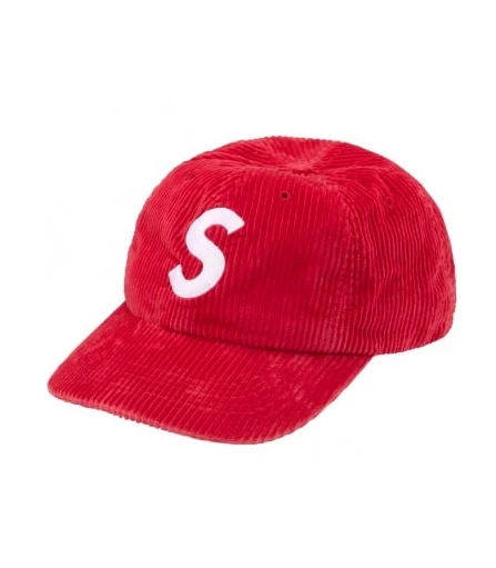 Logo Supreme velours côtelé S 6 panneaux FW24 rouge vif (livraison rapide)