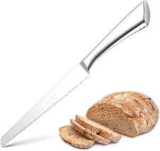 8 Inch Wavy Edge Wide Bread Knife Stainless Steel Kitchen Bread knife for Thick 