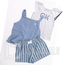 New Girls Kids Calvin Klein 3 piece Set Tee Tank Shorts White Blue Size 7
