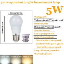 Dimmable Led Globe Light Bulbs Cool White Bulb E27 Screw B22 Lamps Home 3/5/7/9W