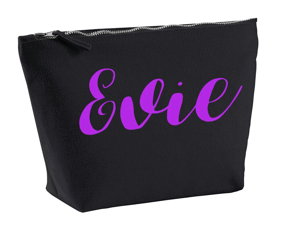 STREETSIDE SURGEONS Personalisierte Kosmetiktasche Evie in Schwarz Farbe Lila Make Up