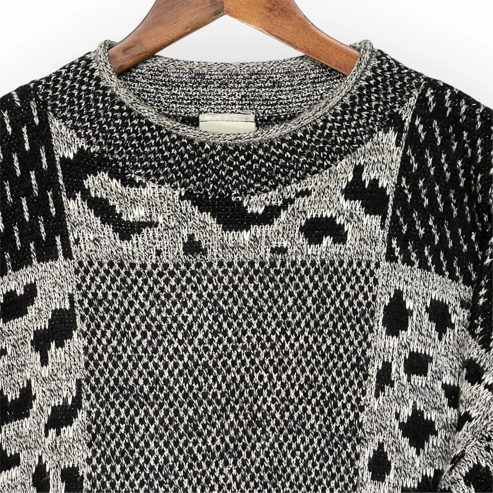 Suéter cuello redondo Classic Elements para hombre talla L diseño de edredón negro hecho en EE. UU. Foto 3 de 4