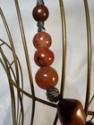 Graduated Chunky Carnelian Beaded Necklace 24” Silver & Wood Beads Gorgeous — photo 8