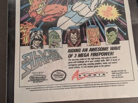Vintage 1990 Silver Surfer NES Game Ad, Laminated, Framed, Retro Gaming Art