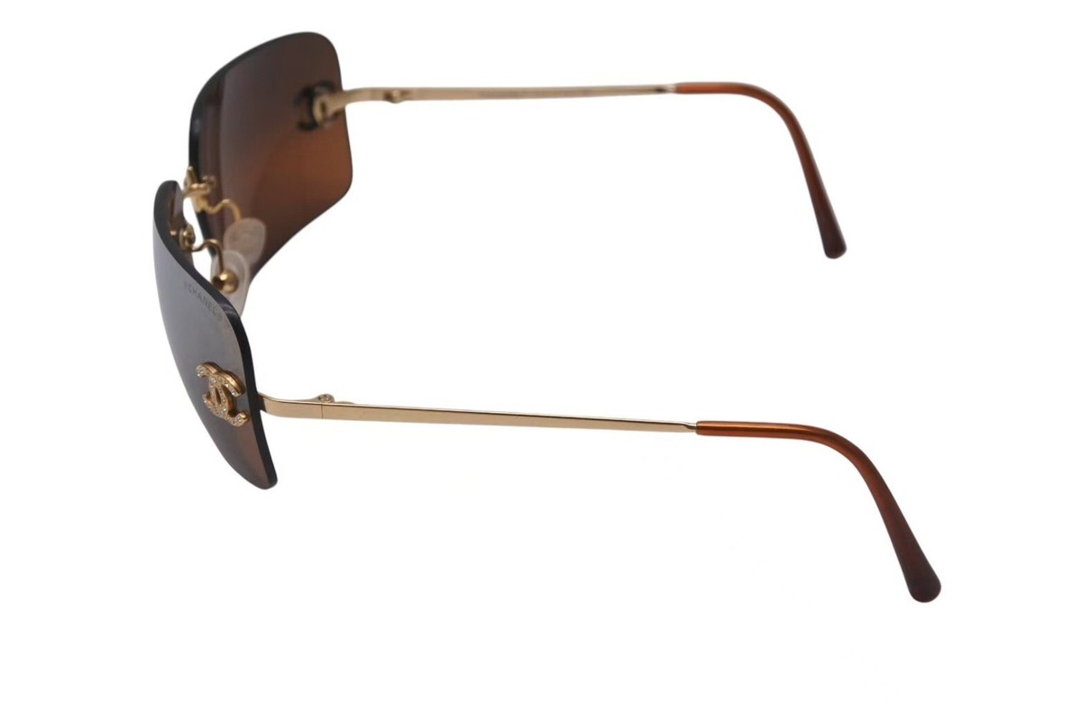 CHANEL COCOMARK ラインストーン CHANEL Rimless Sunglasses Coco Mark Rhinestone Gradient 4017