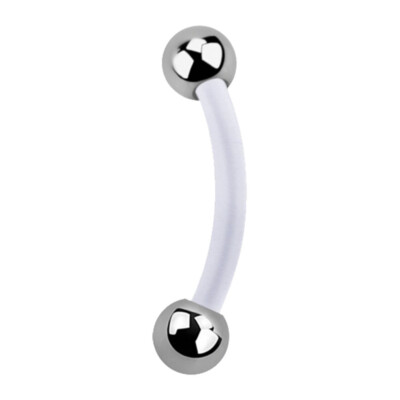 Augenbrauenpiercing PTFE Bioflex Intim Piercing Bridge 2 Kugeln Silber kürzbar