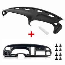 Black Dashboard Dash Bezel + Dash Cover For Dodge Ram 1500 2500 3500 1998-02
