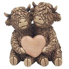Highland Cow & Heart Duo figurine, Highland Cows, ornament, decor