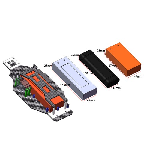 Chasis de cubierta inferior de carbono personalizado con kit de torre de choque para Tamiya DF-03 Dark Impact - Imagen 5 de 14