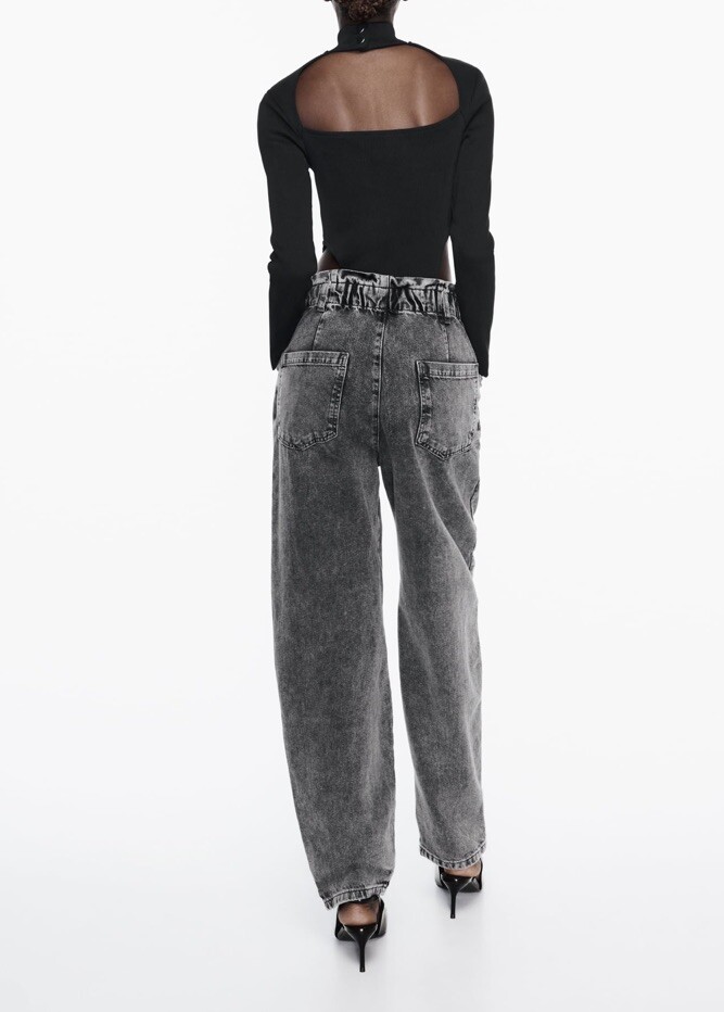 ZARA NWT WOMAN Z1975 COMBO BAGGY DENIM JUMPSUIT GRAY | 1889/176