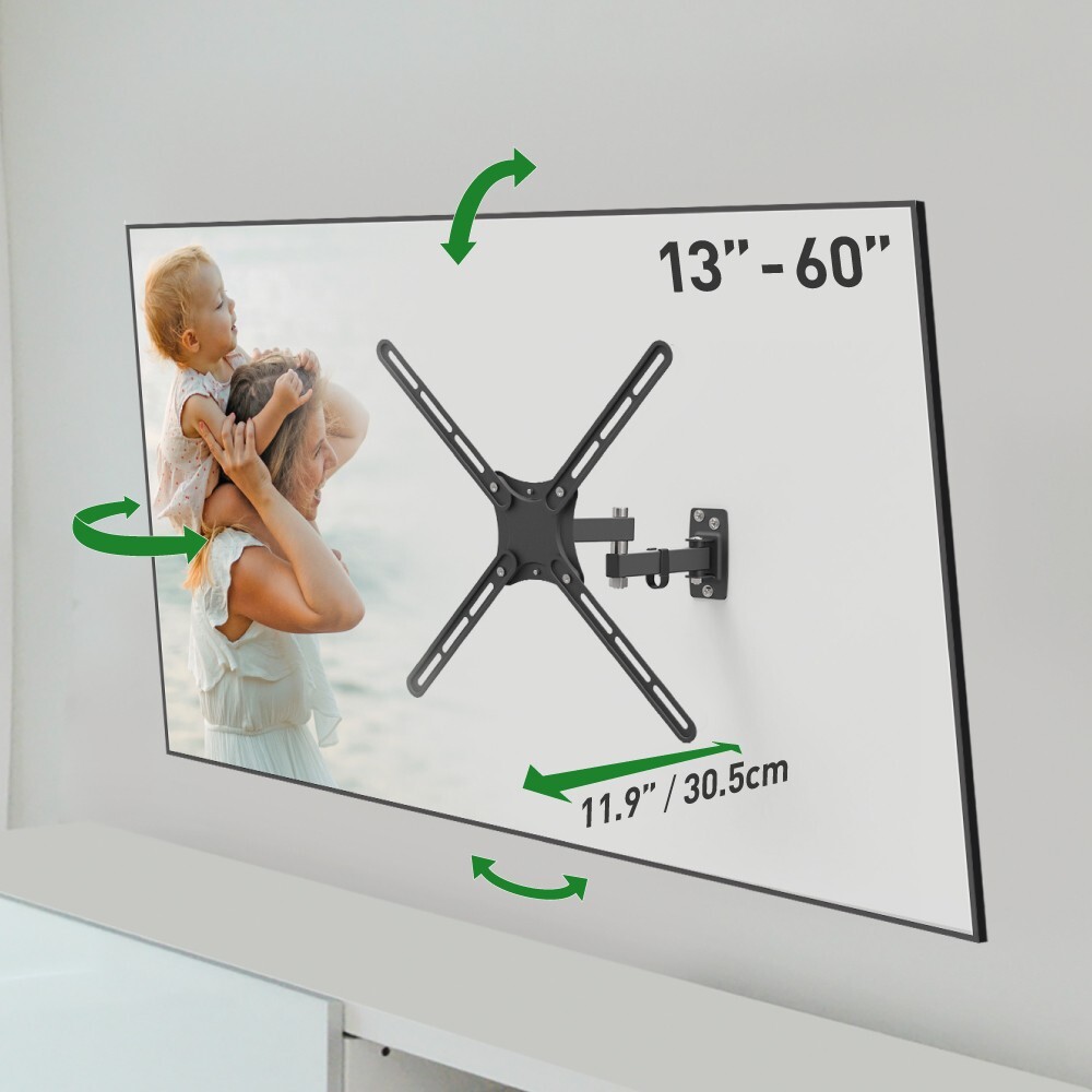 Barkan 13-58 inch Full Motion TV Wall Mount, Holds 55lbs, 5 Year Warranty