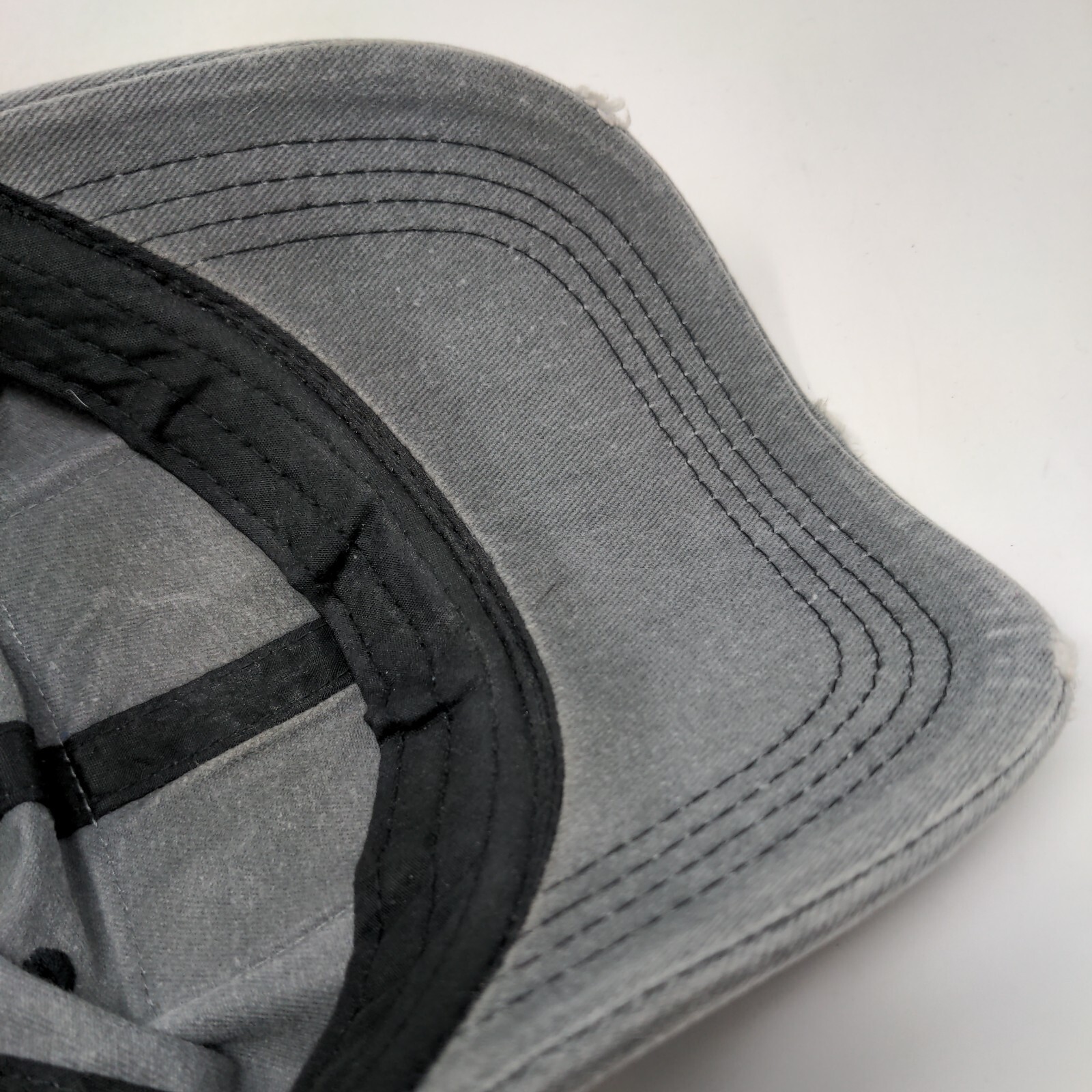 American Flag Leather Patch Strapback Hat Gray On… - image 7