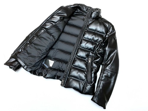 Leather Down Puffer Jacket Coat 