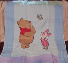 NEW Winnie The Pooh  Piglet Baby Crib Quilted Comforter  Textured  Butterfly