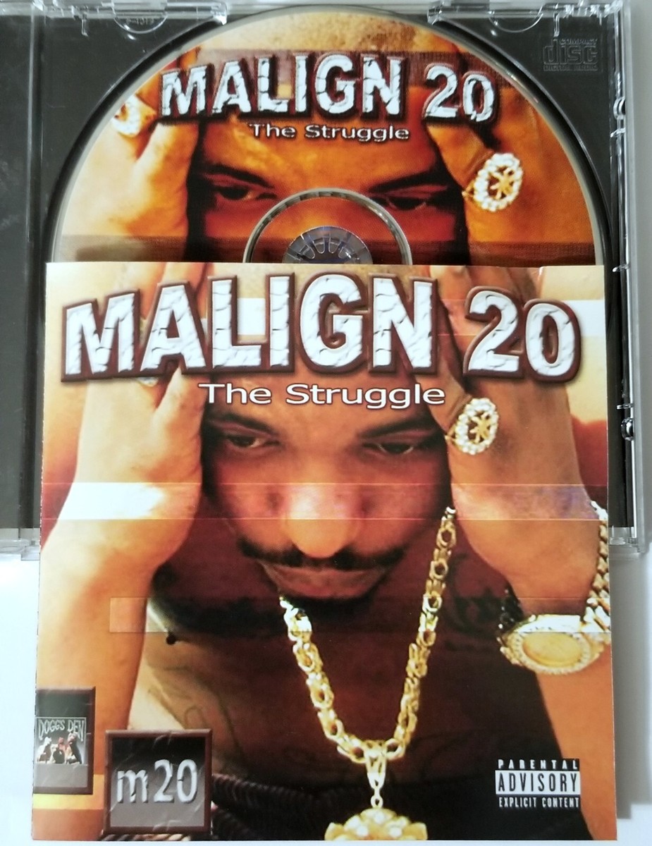 MALIGN 20 THE STRUGGLE CD 2002 RAP G FUNK HIPHOP DOGGS DEN RECORDS