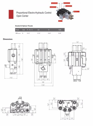 Electro hydraulic Proportional Valve Front Loader LS CLOSE JCB KUBOTA 12/24 V - Picture 5 of 12