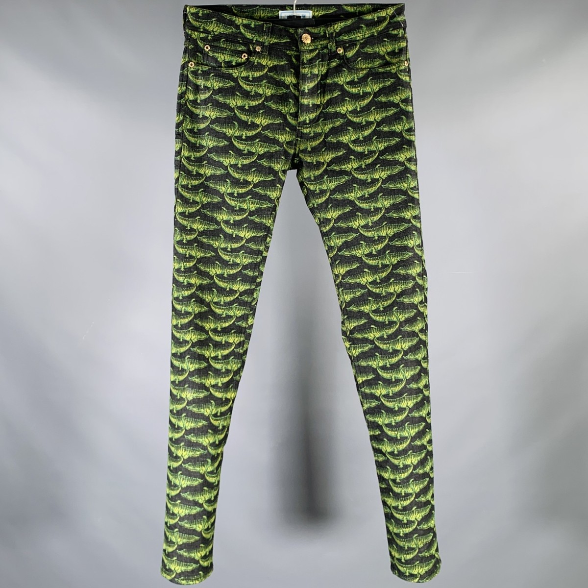 VERSACE x H&M FW11 Size 29 Black Green Alligator Cotton