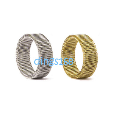 GENUINE 925 Sterling Silver/18K Yellow Gold Filled Mesh Band Ring Size 3 ~ 12