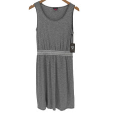 Vince Camuto Smocked Waist Sleeveless Midi Dress Women Medium Petite Gray