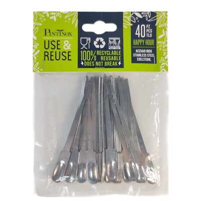 40x Edelstahl Rührstäbchen 100% recyclable Pintinox Use&Reuse Besteck NEU & OVP