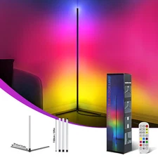 Corner Floor Lamp,60” Color Changing LED Floor Lamp with Music Sync,Modern Mood