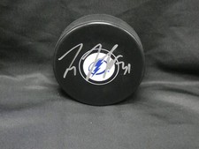 Jonas Johansson Hand Signed Tampa Bay Lightning Puck NHL Hockey Autograph
