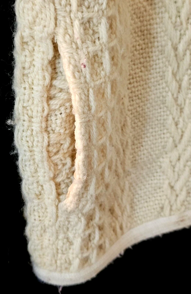 Chaleco Branigan Weavers Ireland Para Mujer Lana Beige Texturizado Tejido Cremallera -Bolsillos XL Foto 3 de 4