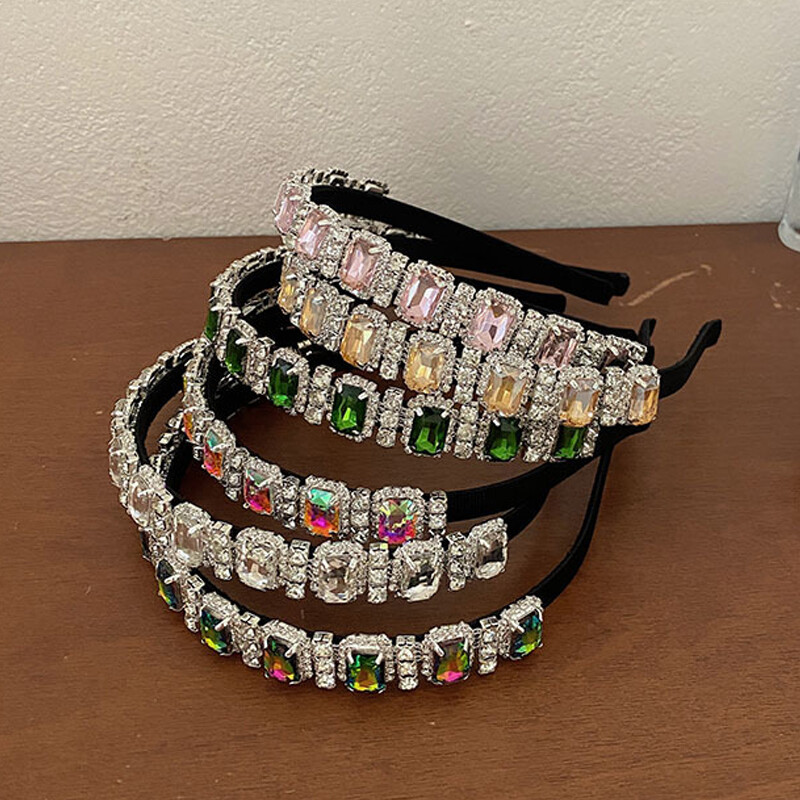 Alloy Thin Side Hairband Geometric Crystal Gem Head Hoop Hair Accessories DIY