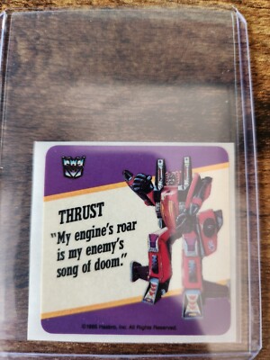 1985 Hasbro Transformers Thrust Sticker Card - Decepticons G1