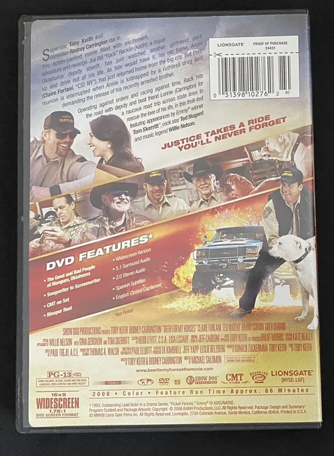 Beer for My Horses (DVD, 2008) Toby Keith / Willie Nelson / Ted Nugent