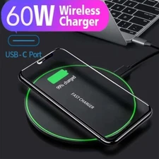 60W Wireless Fast Charger Charging Pad Dock for Samsung iPhone Android Phone
