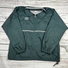 Vintage 90s Umbro Windbreaker Jacket Mens L Green Diamond Athletic Sports Soccer