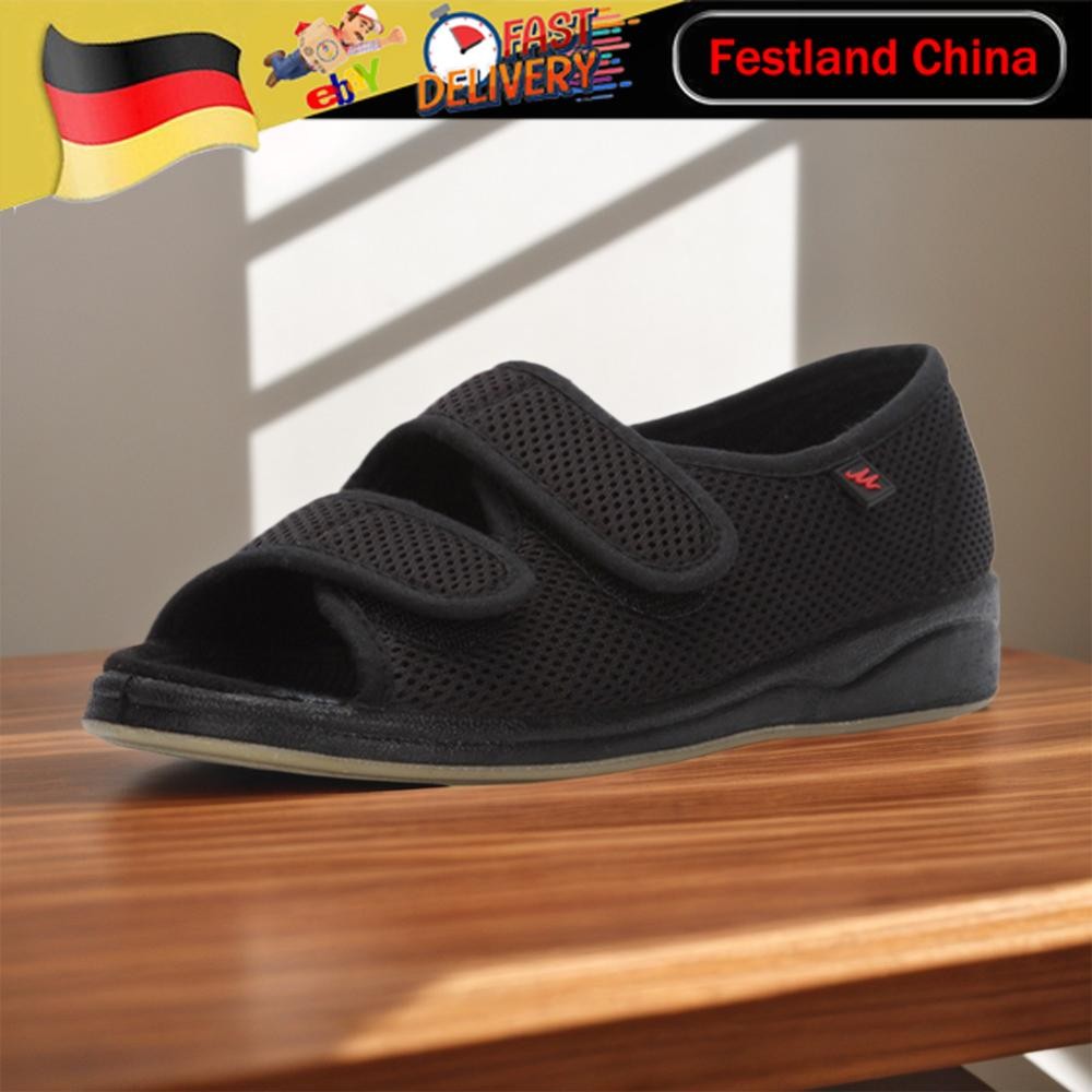 APL Sandali da donna diabetici sandali da passeggio larghi regolabili per artrite (nero 10)