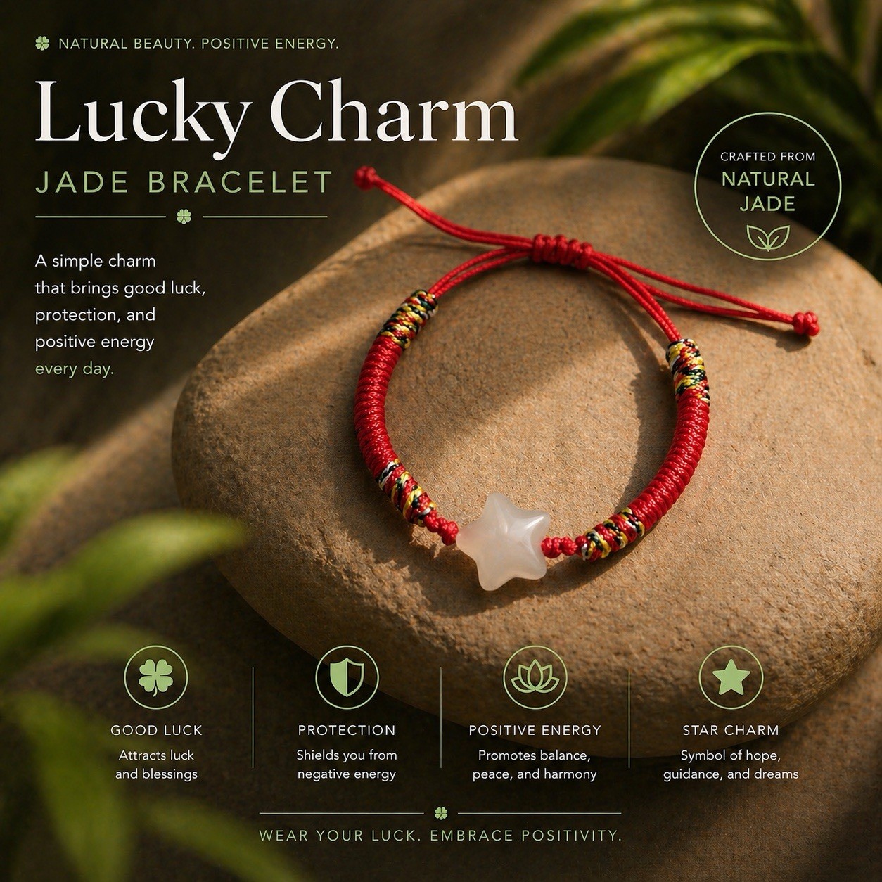 Pulsera de cuerda roja Fortune Bean hecha a mano de jade natural cordón de inspiración tibetana