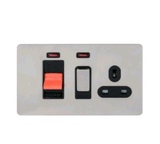 SCHNEIDER Cooker 45A DP Socket Switch Stainless Black Screwless GU4401BSS (127)