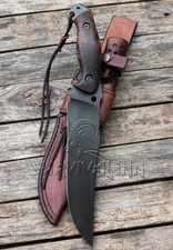 Custom Handmade High carbon steel hunting bowie knife with leather sheath
