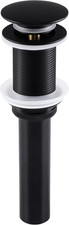 Bathroom Sink Drain Pop up Drain without Overflow, Vessel Sink Stopper Matte Bla