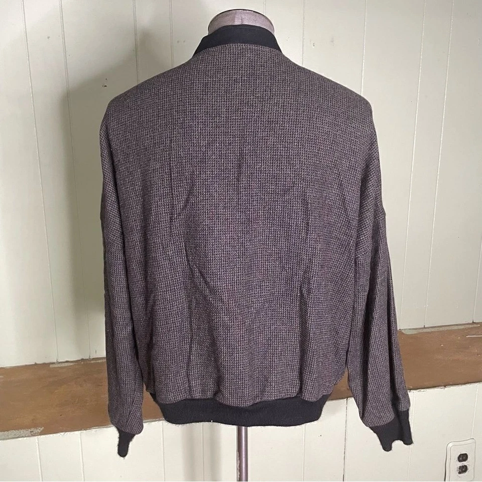 Vintage PENDLETON USA brown black WOOL V Neck Grandpa cardigan SWEATER Jacket XL - Image 3 of 4