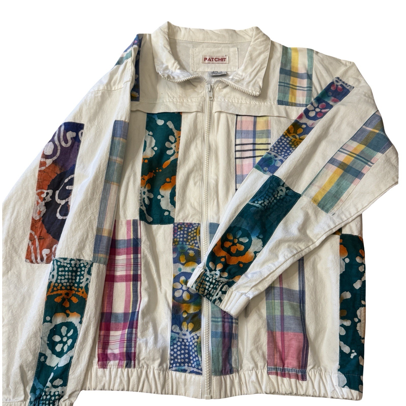 Vintage Patchit Jacket S 100% Cotton Patchwork Zi… - image 2