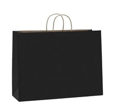 16X6X12 Inches 50Pcs Black Kraft Paper Bags with Handles Bulk, Large Gift Bags f