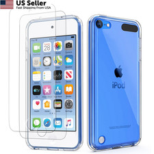 iPod Touch 7 6 5 Case with 2 HD Screen Protectors Clear Soft TPU Cover